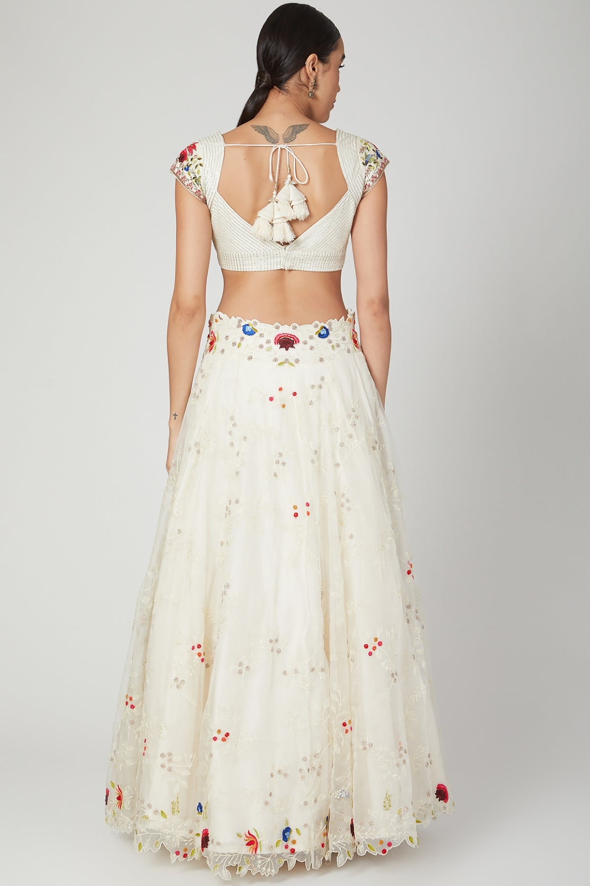 Zardosi Work Ivory Lehenga Set