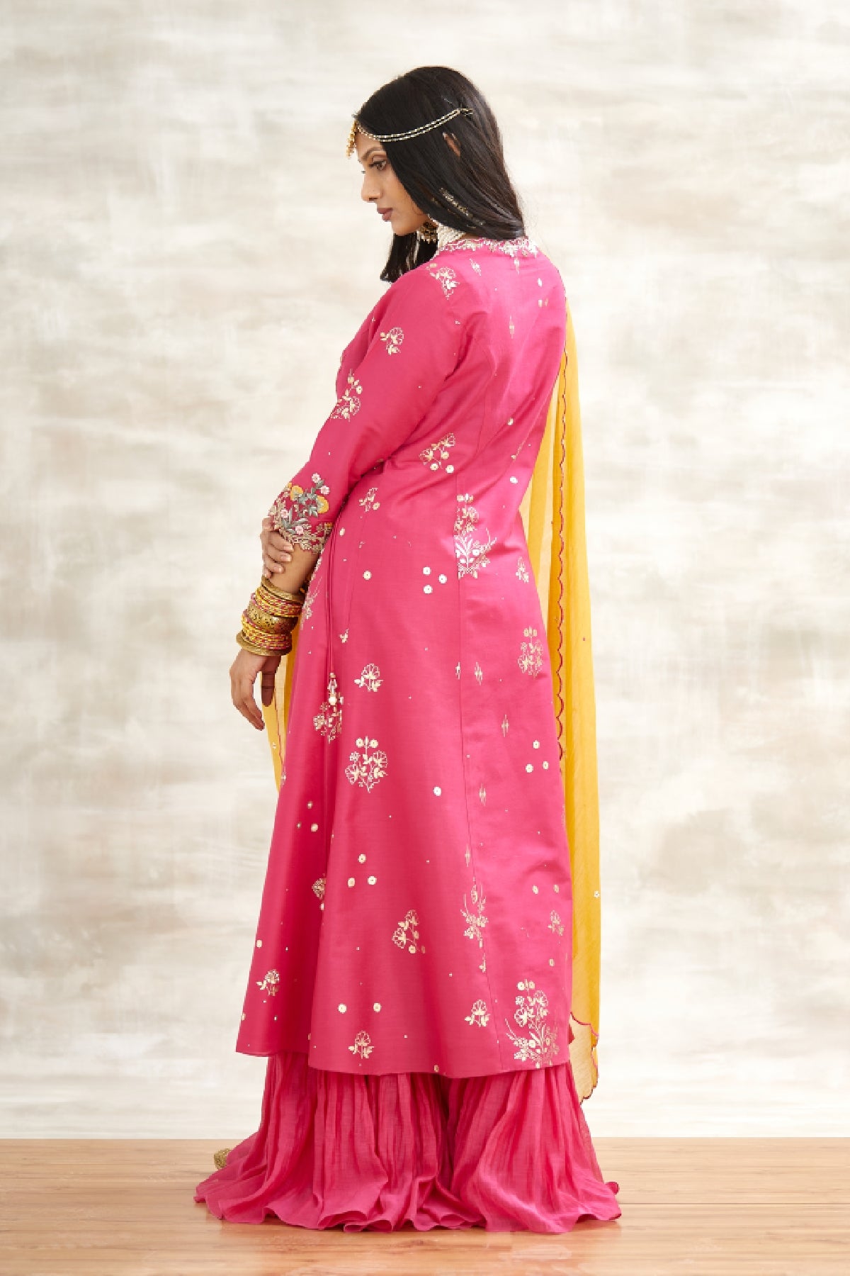 Pink Embroidered Angrakha Set