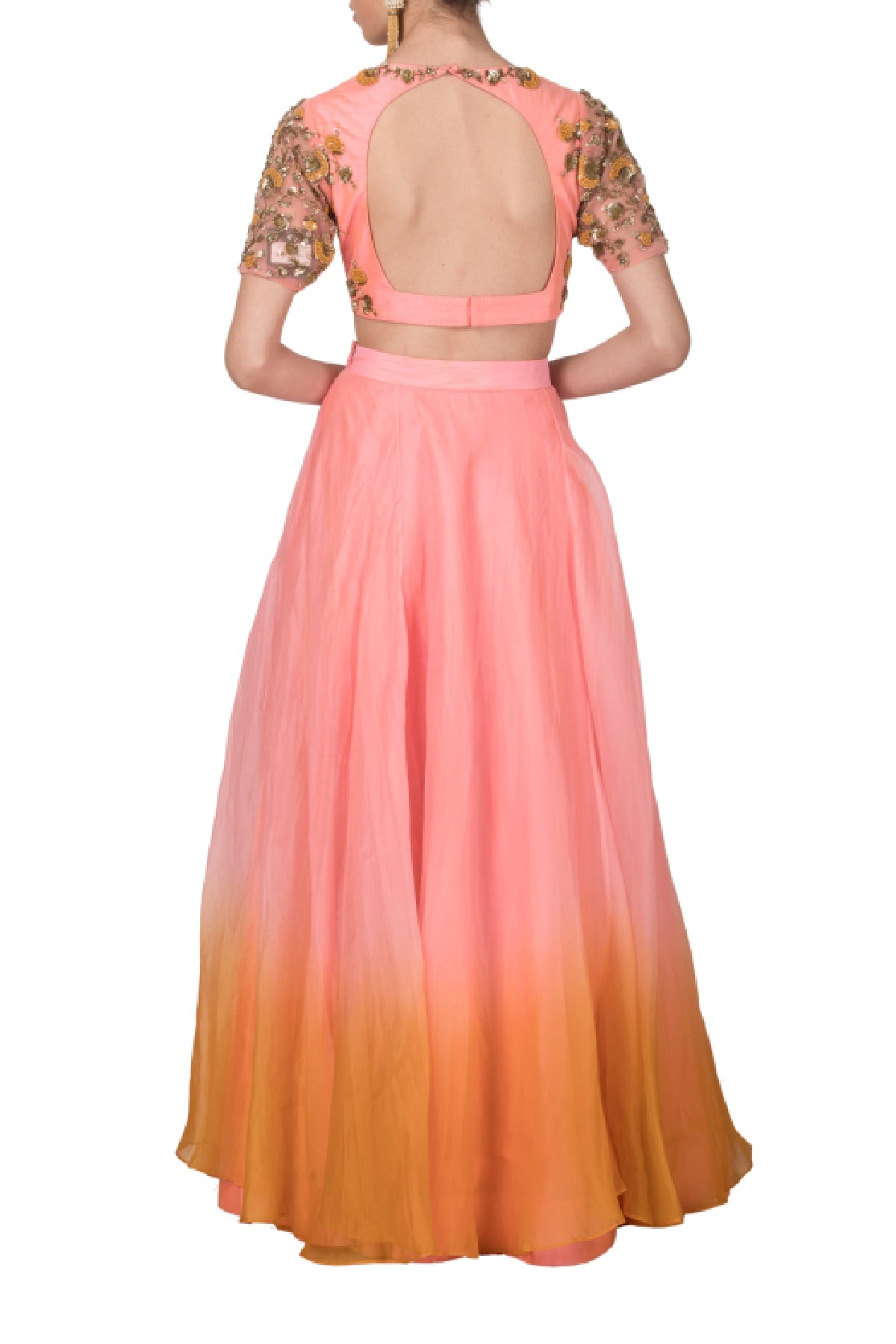 Ombre Organza Dabka Lehenga Set