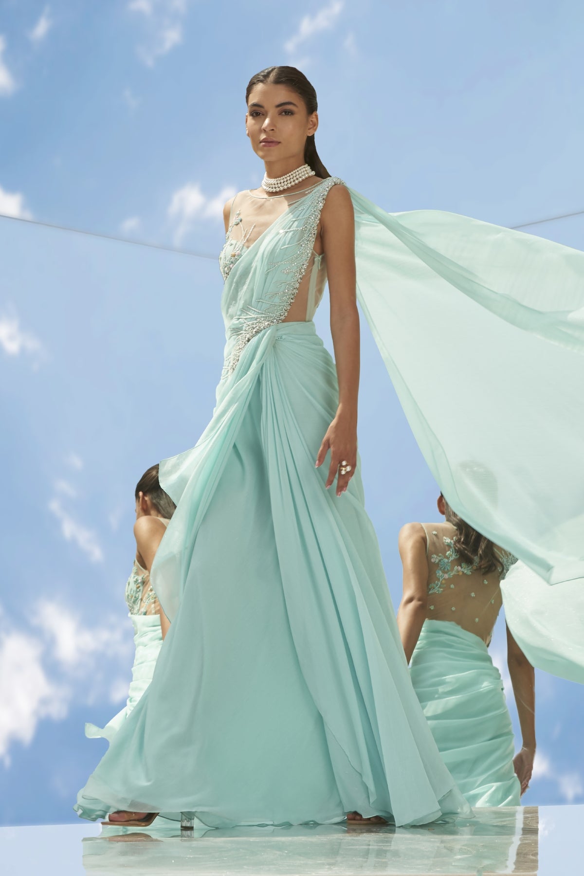 Embroidered Drape Saree