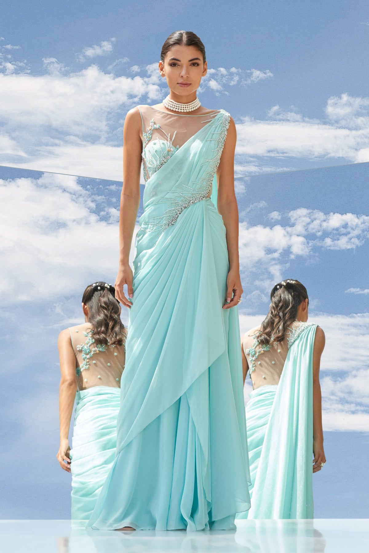 Buy Embroidered Drape Saree by Mandira Wirk