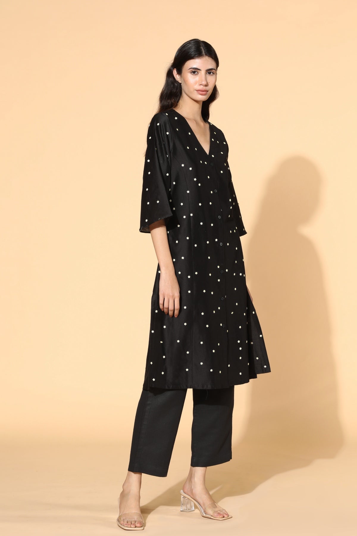 Black Embroidered Tunic Set