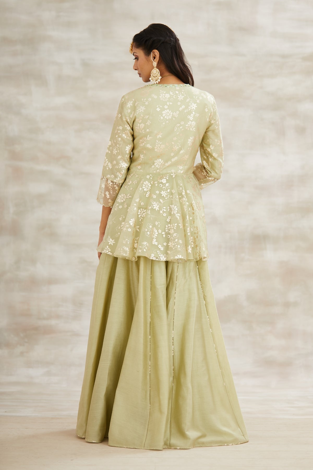 Jade Foil Printed Sharara Set