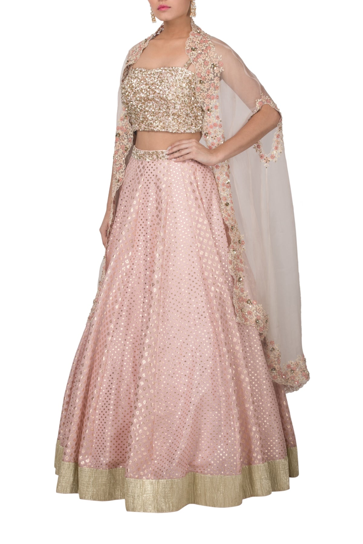 Ivory Chanderi Dori Lehenga Set