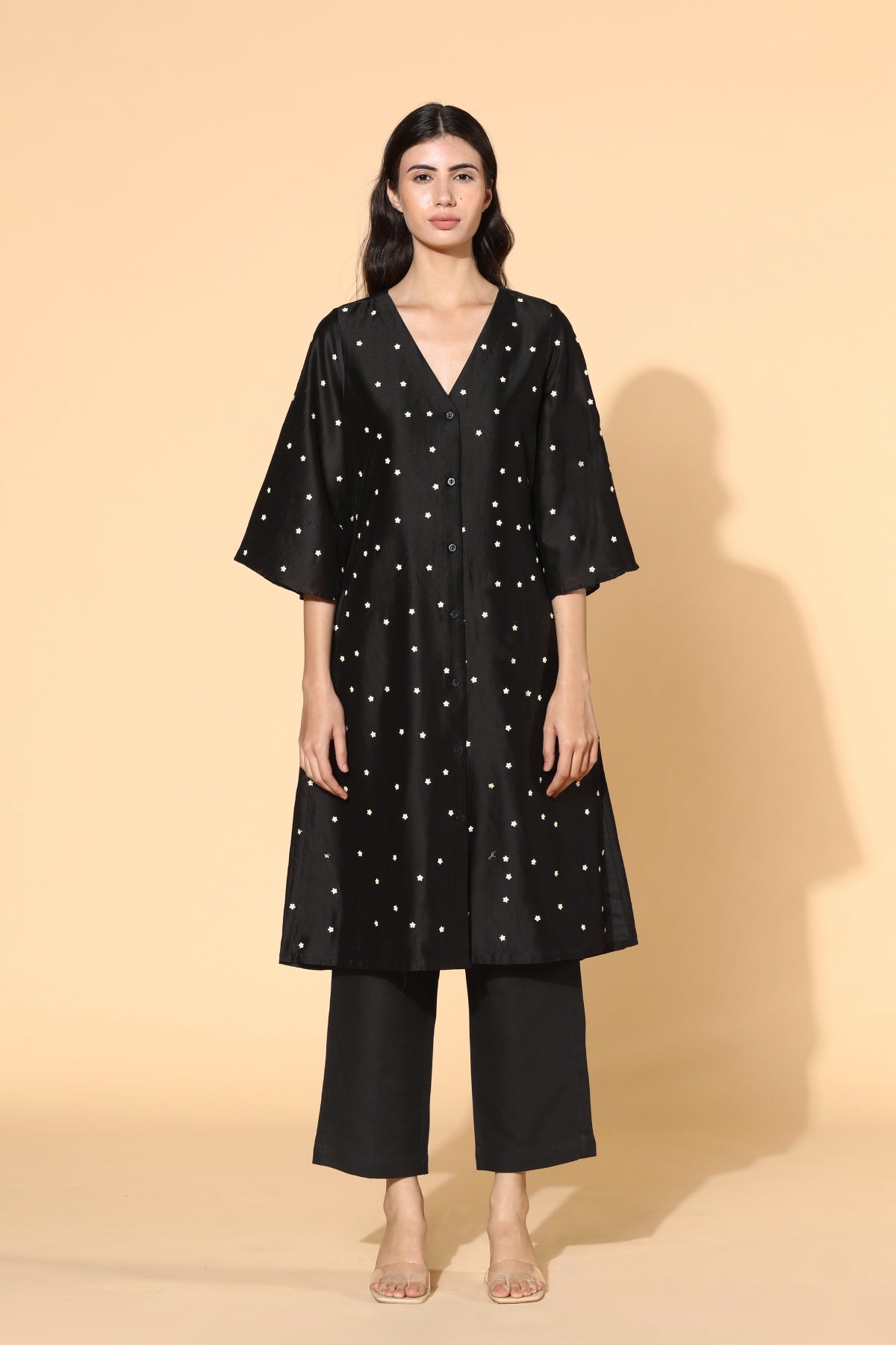 Black Embroidered Tunic Set