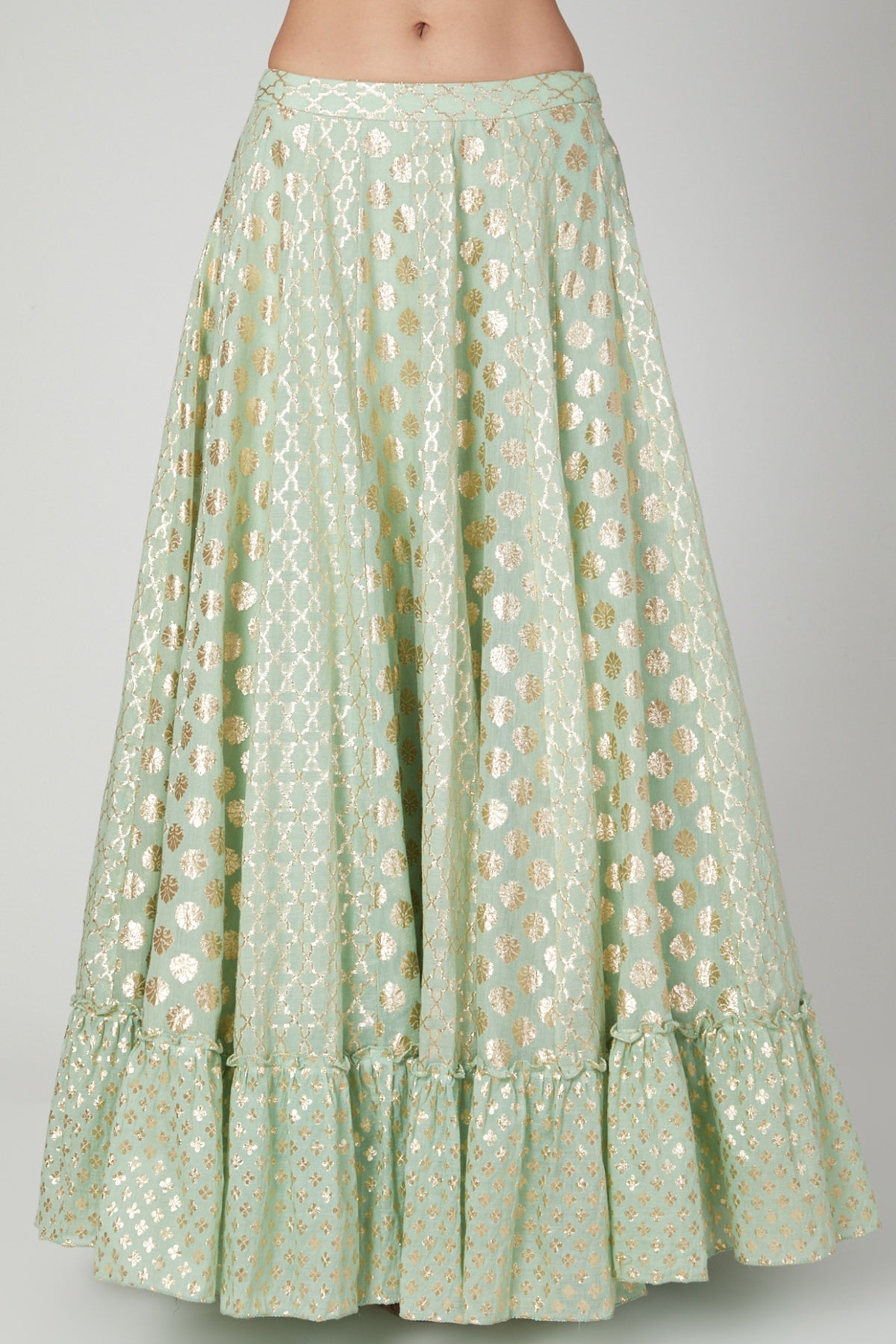 Green Zardosi Lehenga Set & Cape