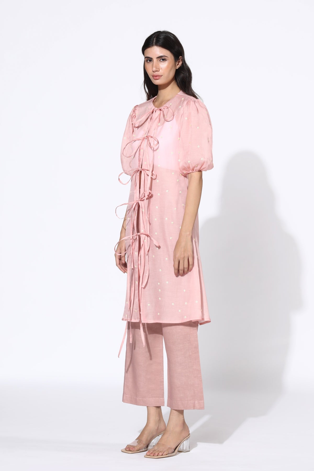 Rose Pink Tie-Up Tunic & Pants