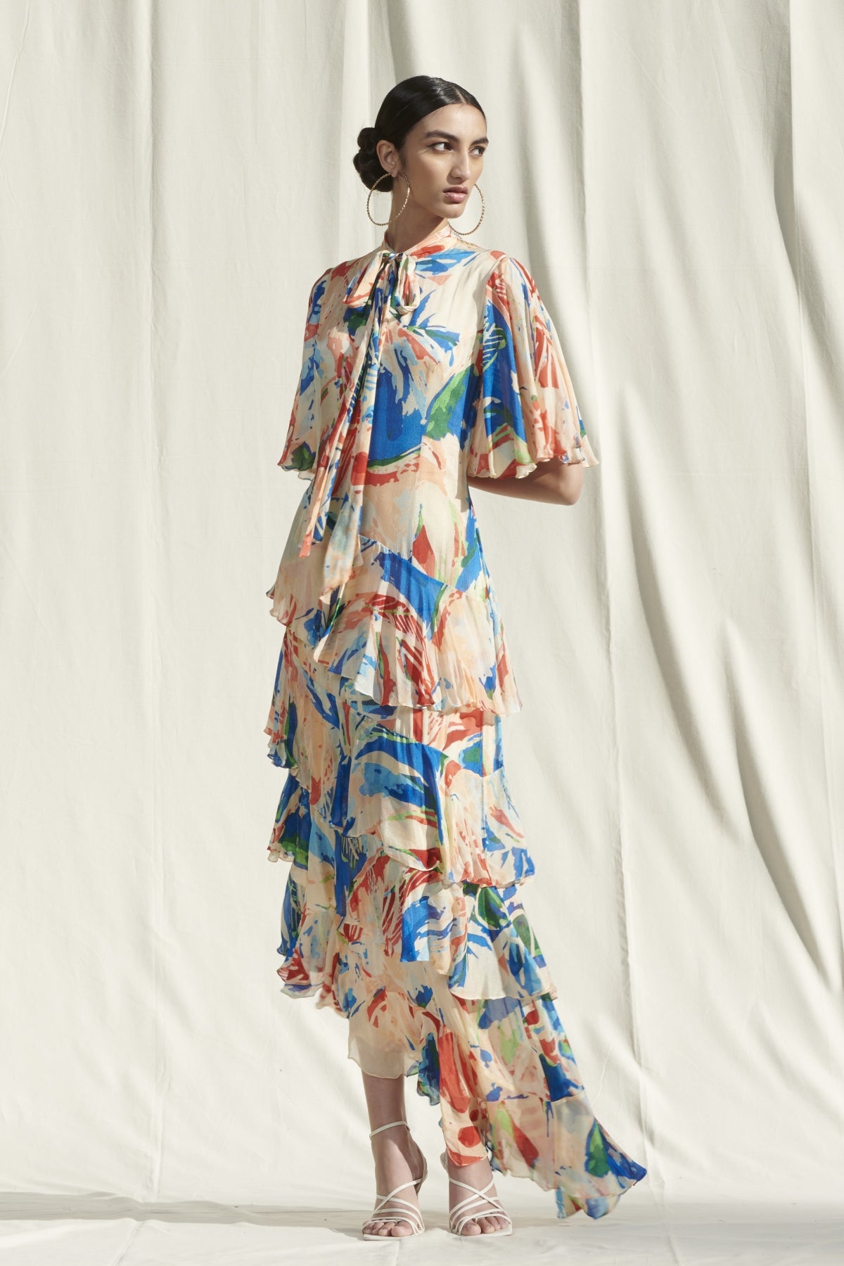 Buy Asymmetric Tier Dress by Mandira Wirk