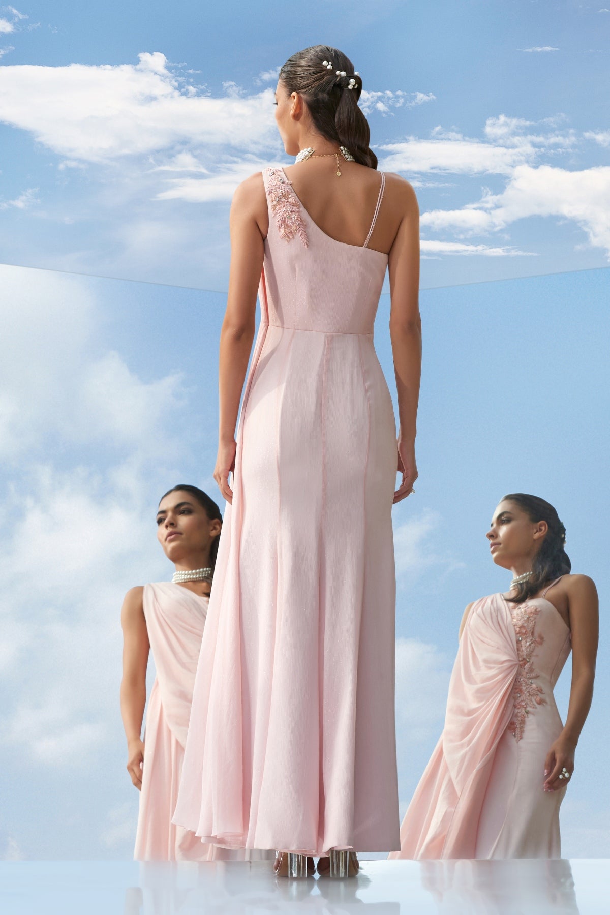 Drape Embroidery Gown