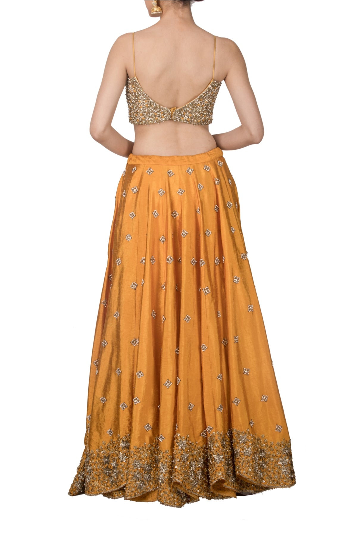 Mustard Dupion Silk Lehenga Set