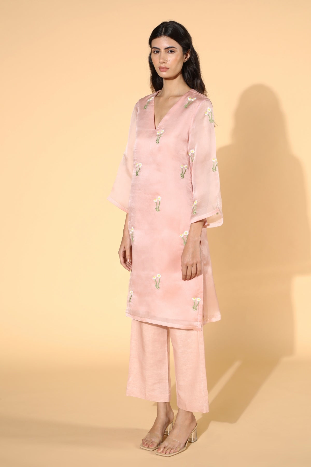 Rose Pink V-Neck Tunic & Pants