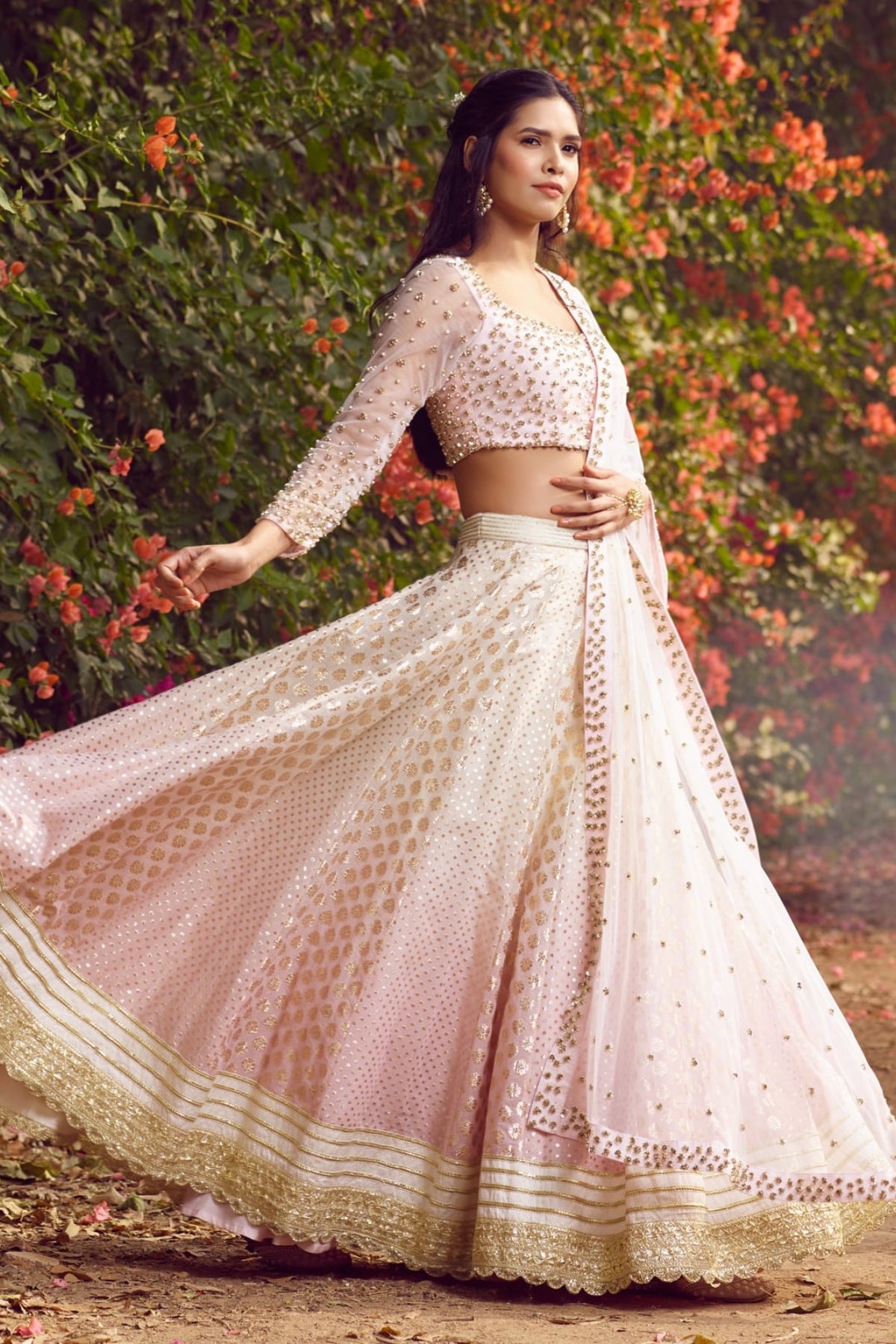 Sequins Work Ombre Lehenga Set