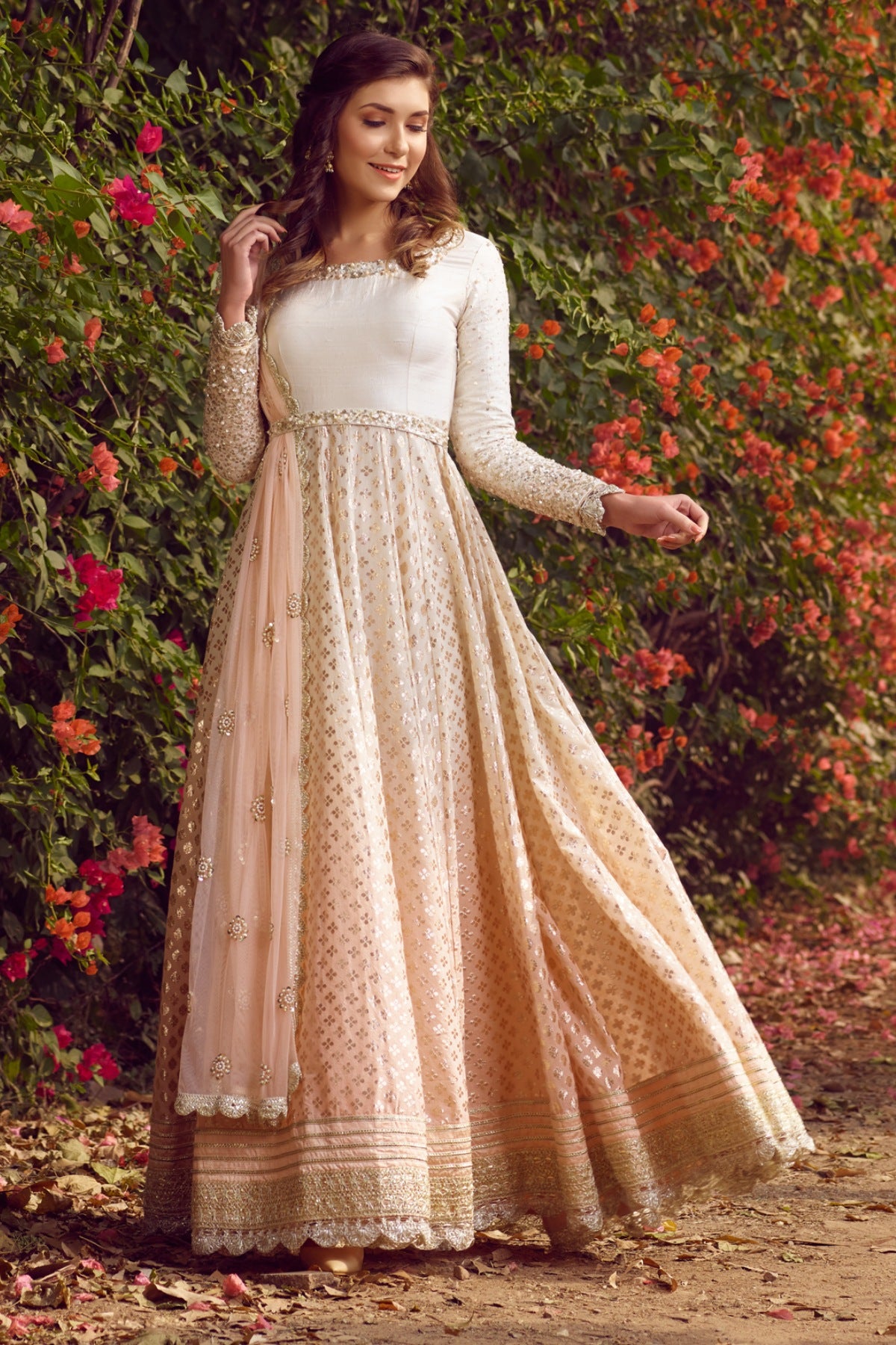 Embroidered Ombre Anarkali Set