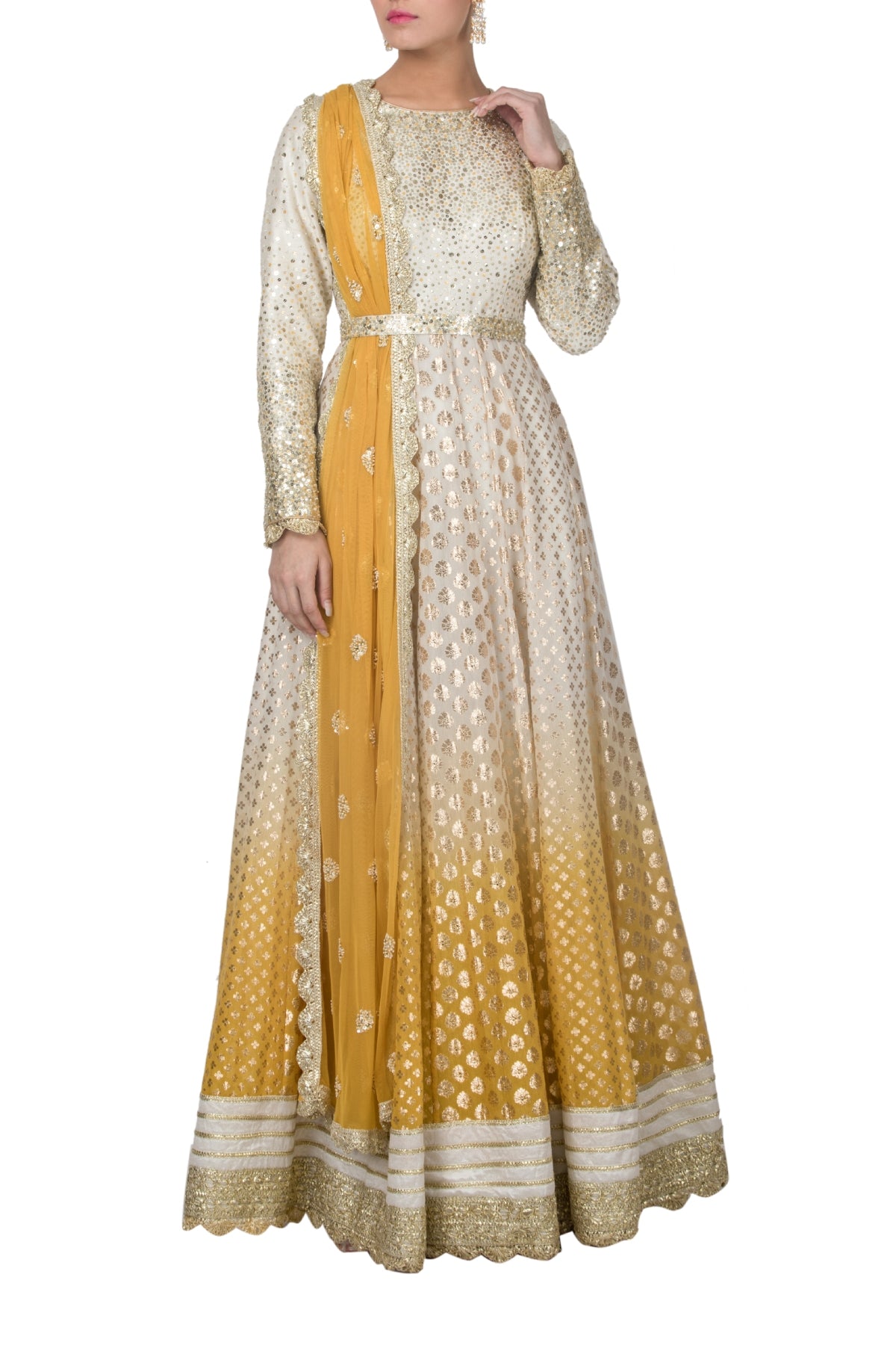 Ombre Chanderi Anarkali Set