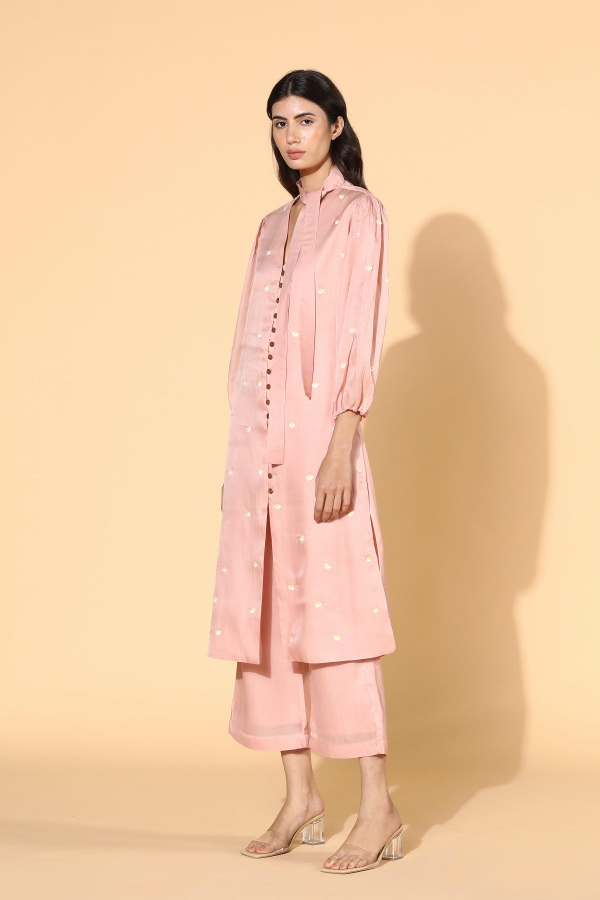 Rose Pink Embroidered Tunic Set