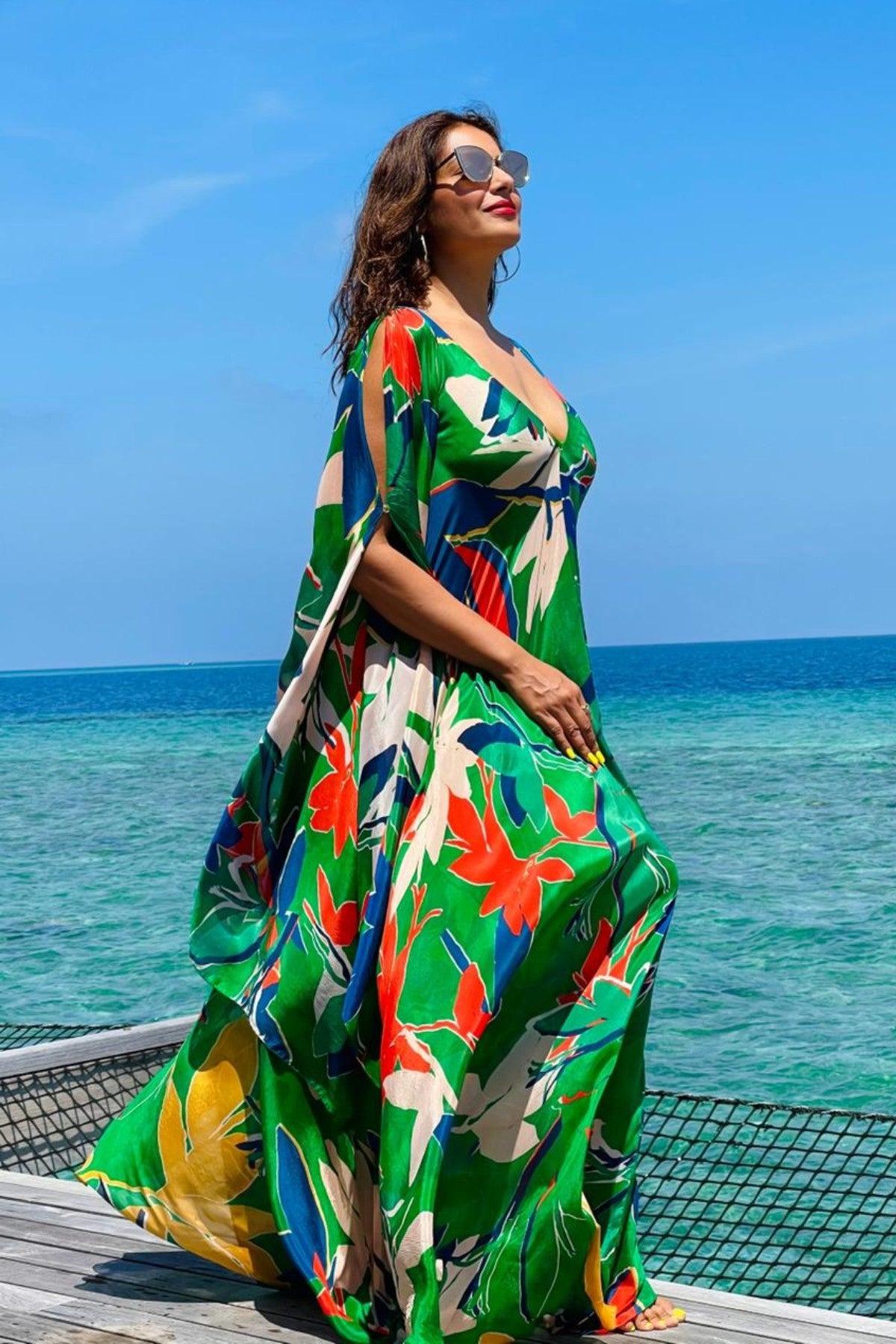 Buy Printed Chiffon Kaftan by Mandira Wirk