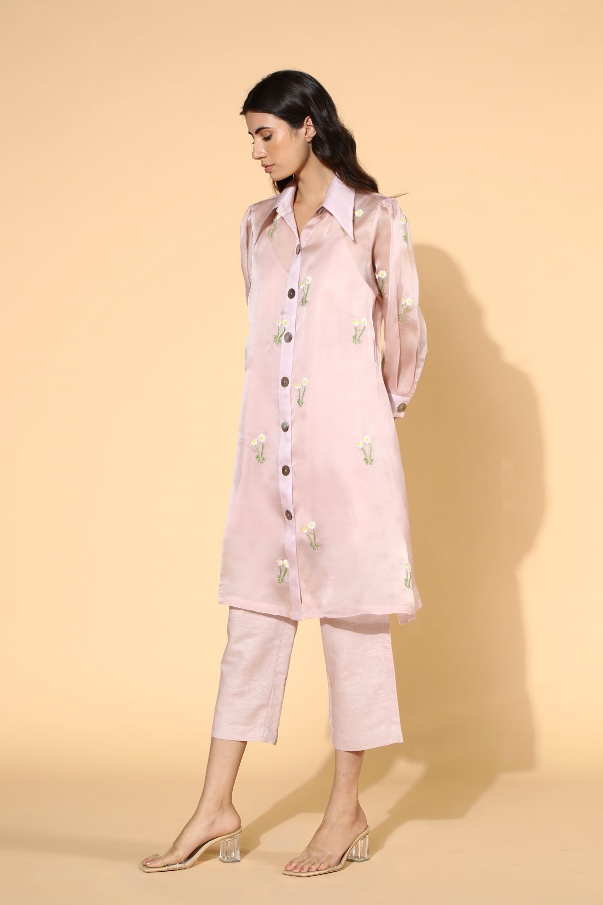 Embroidered Collar Tunic Set