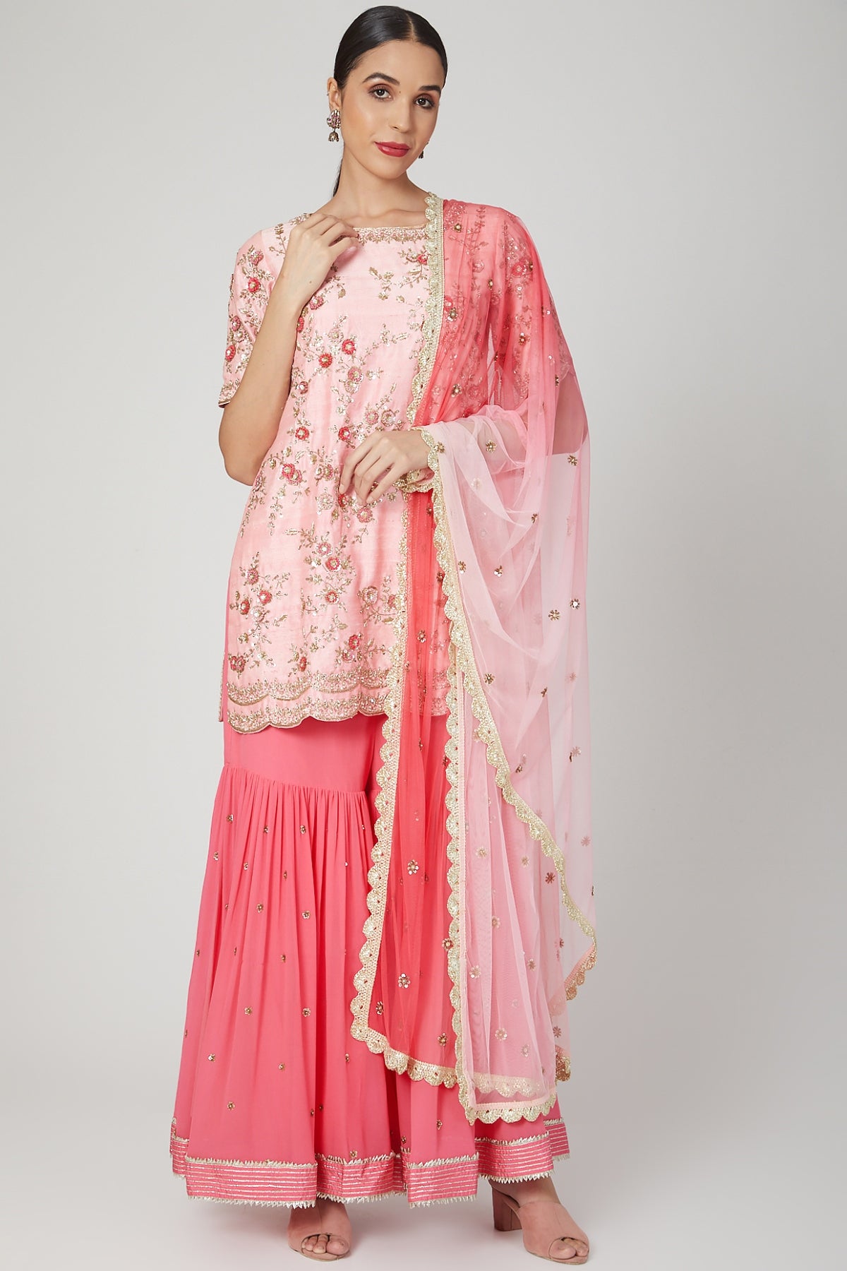 Blush Pink Gota Work Sharara Set