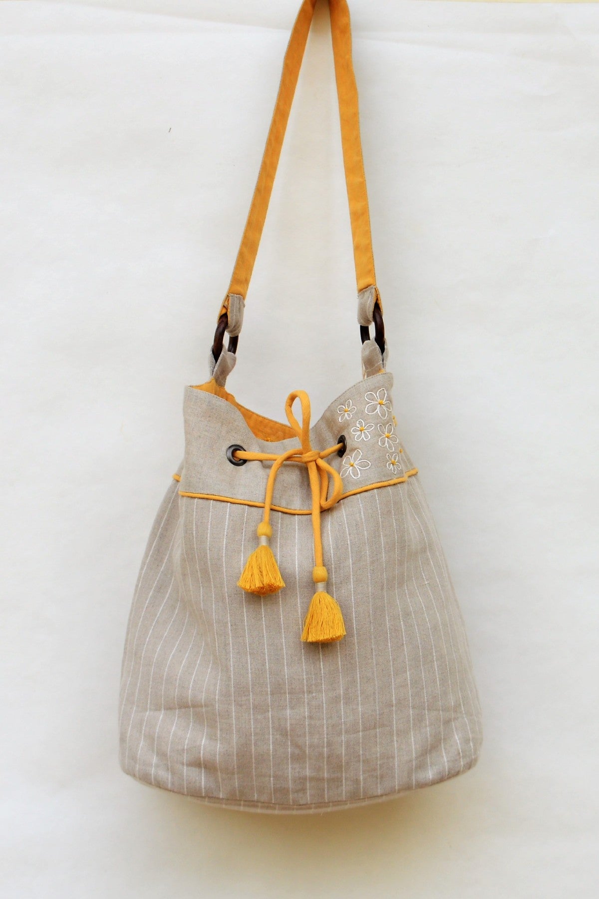 Striped Embroidered Bag