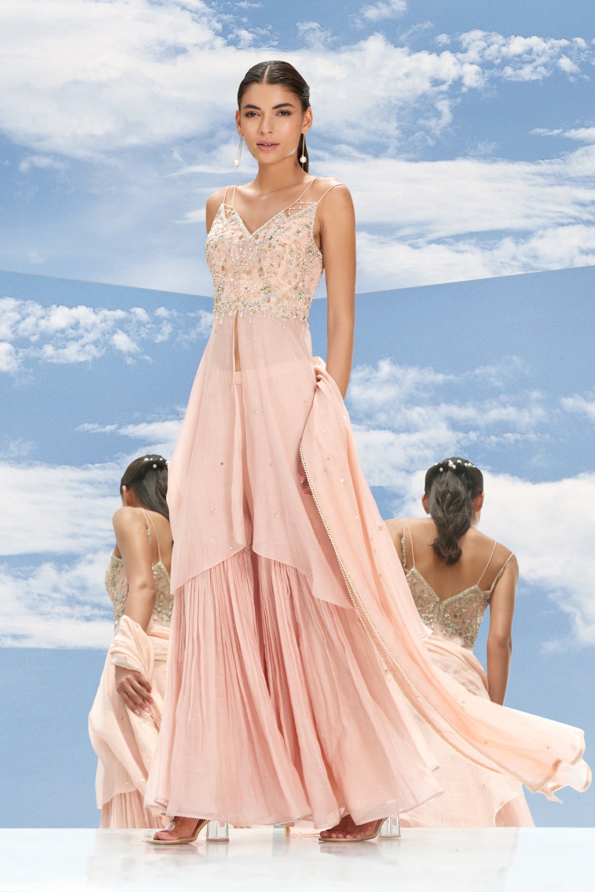 Buy Embroidered Gharara Set by Mandira Wirk