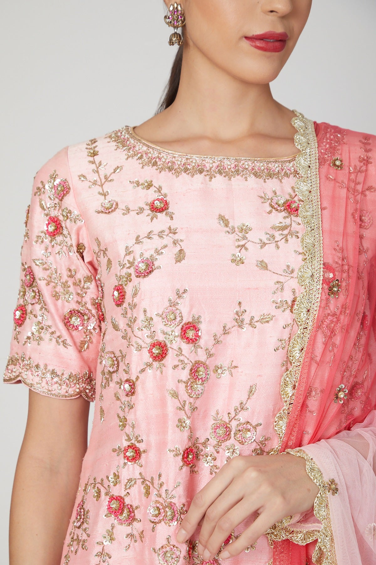Blush Pink Gota Work Sharara Set
