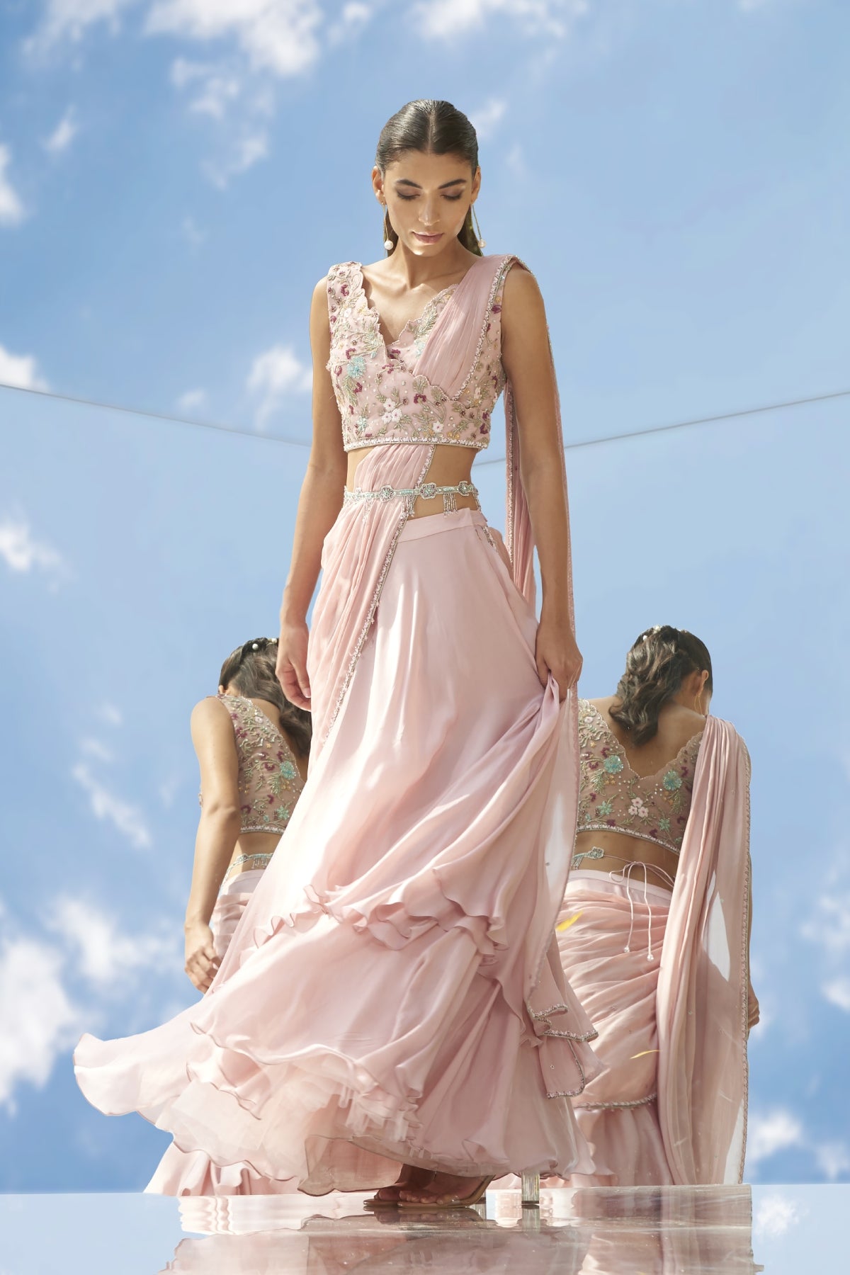 Embroidered Drape Saree