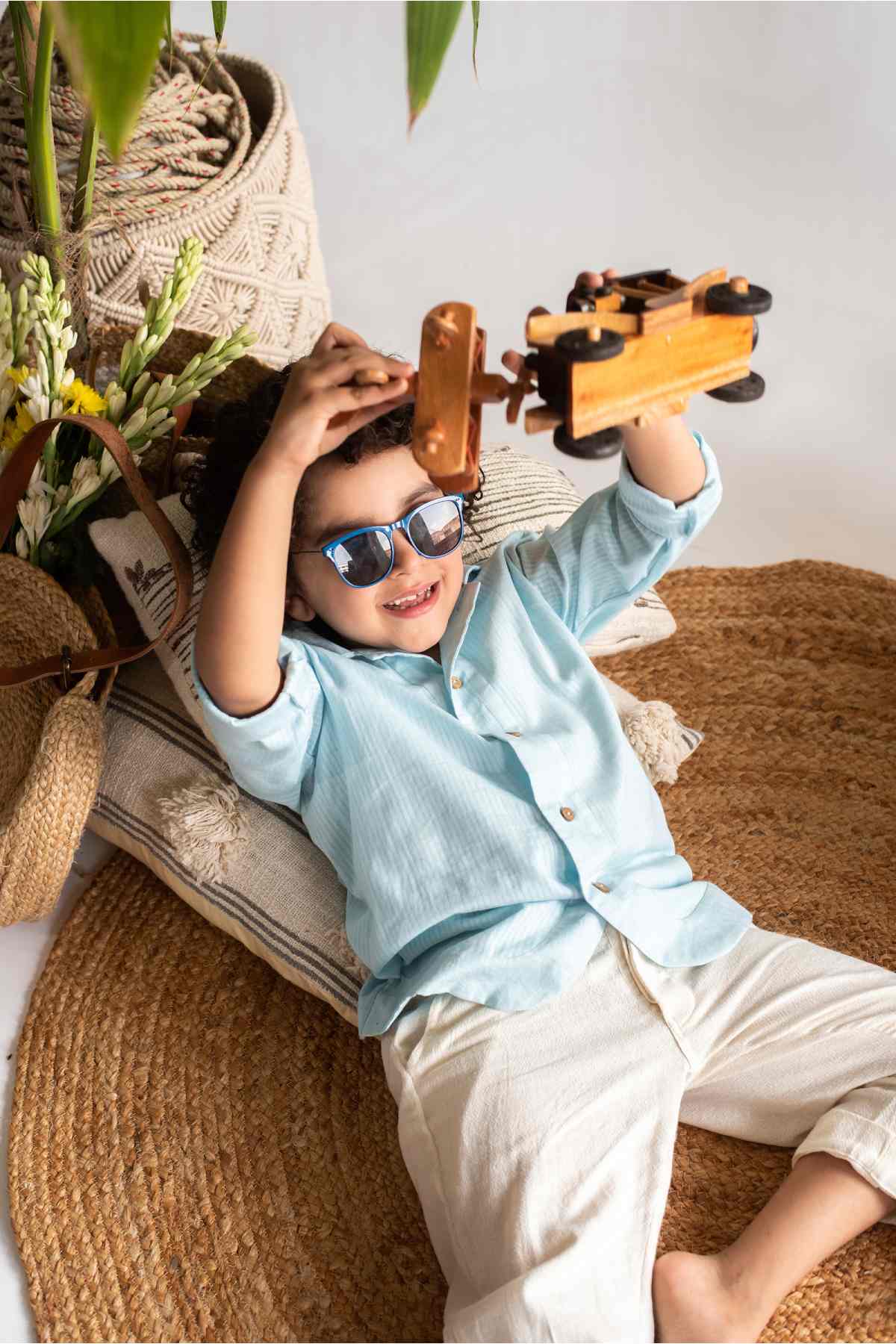 Buy Kids Designer Littleens Classic overshirt in hue of sky Online at ScrollnShops