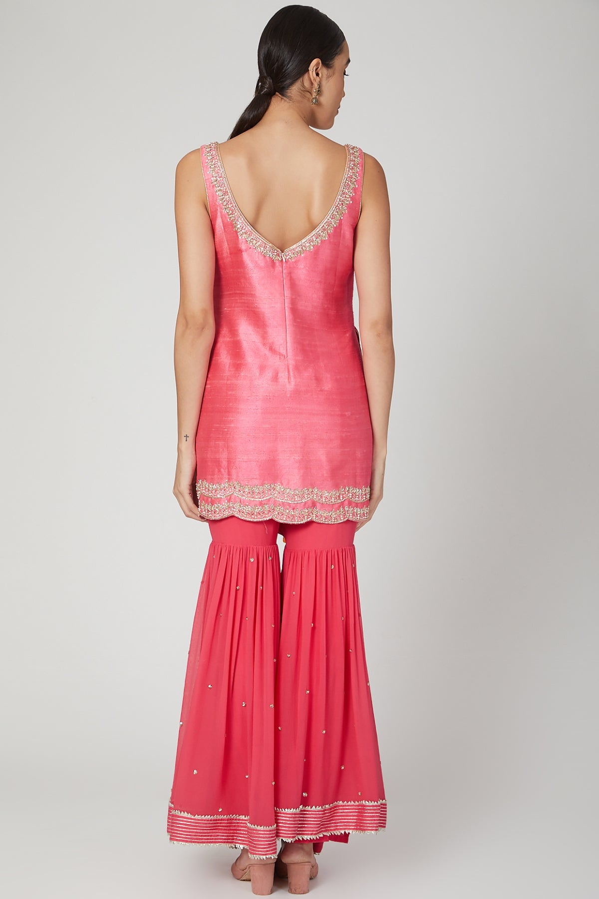 Fuchsia Pink Gota Sharara Set