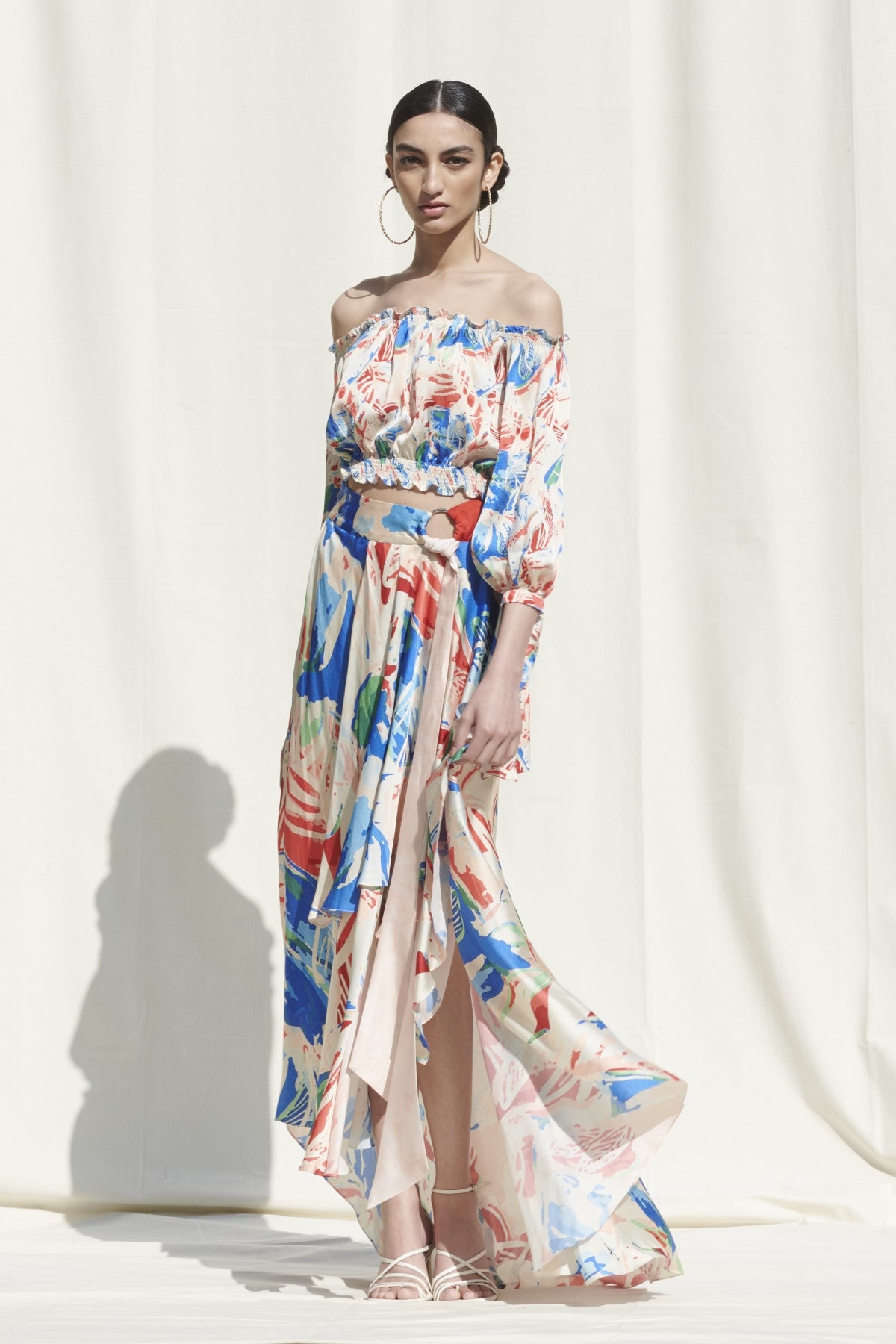 Printed Drape Skirt Set