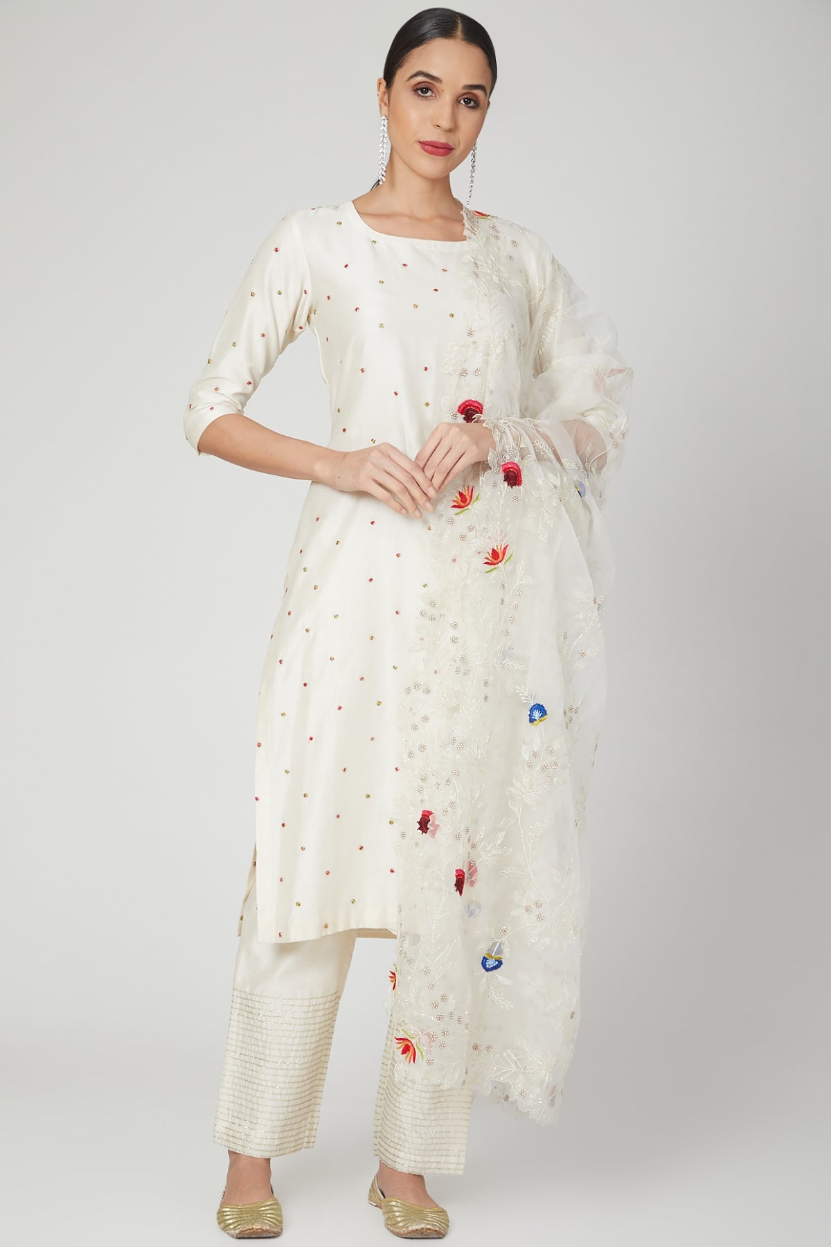 Thread Work Ivory Kurta Set