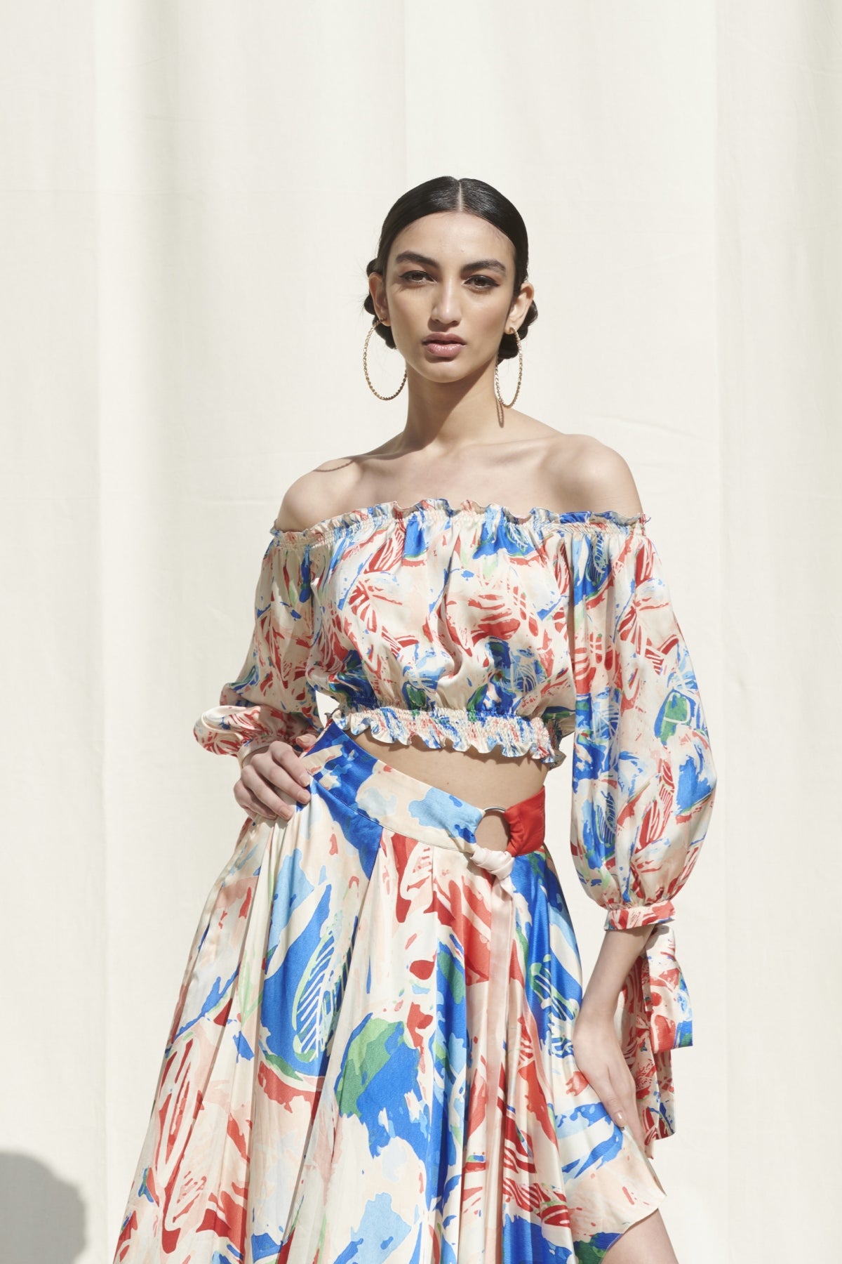 Printed Drape Skirt Set