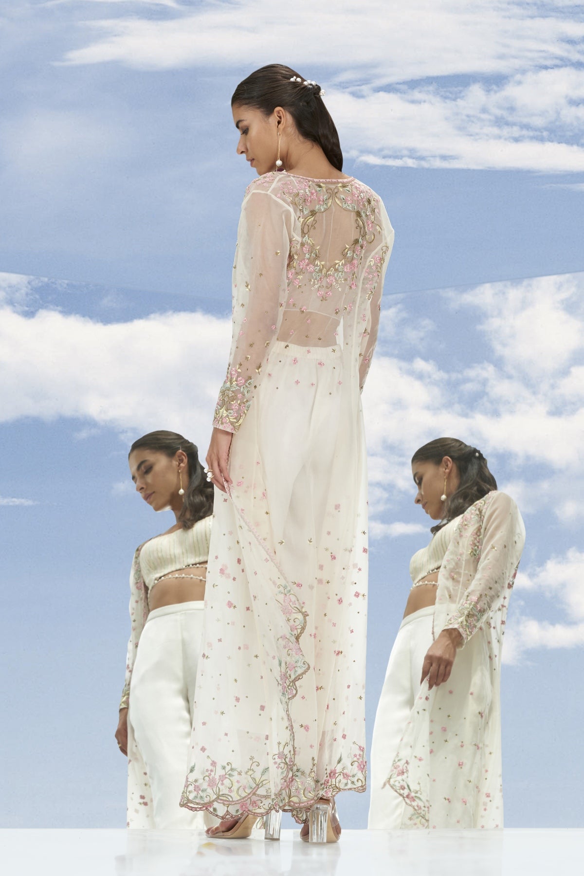 Ivory Sequins Work Jacket Set