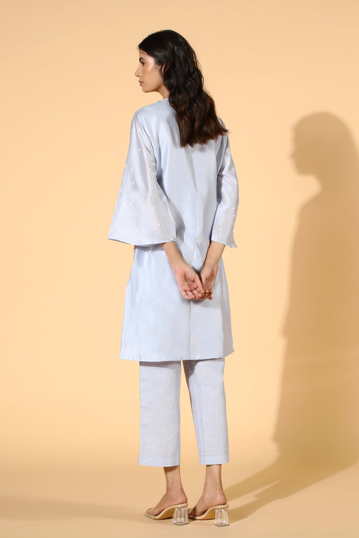 Blue Floral Applique Tunic Set