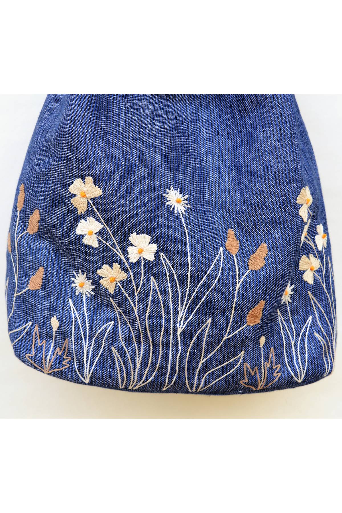 Denim Floral Embroidered Bag