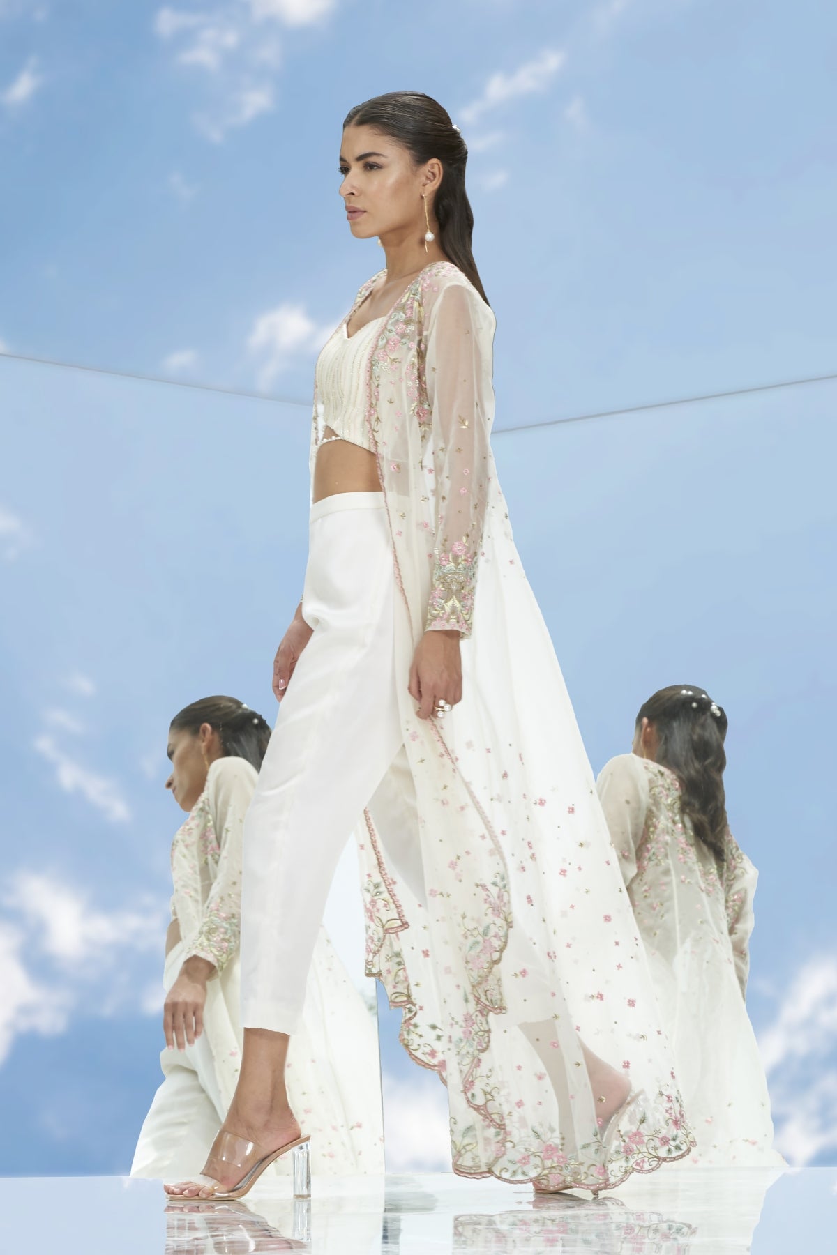 Ivory Sequins Work Jacket Set