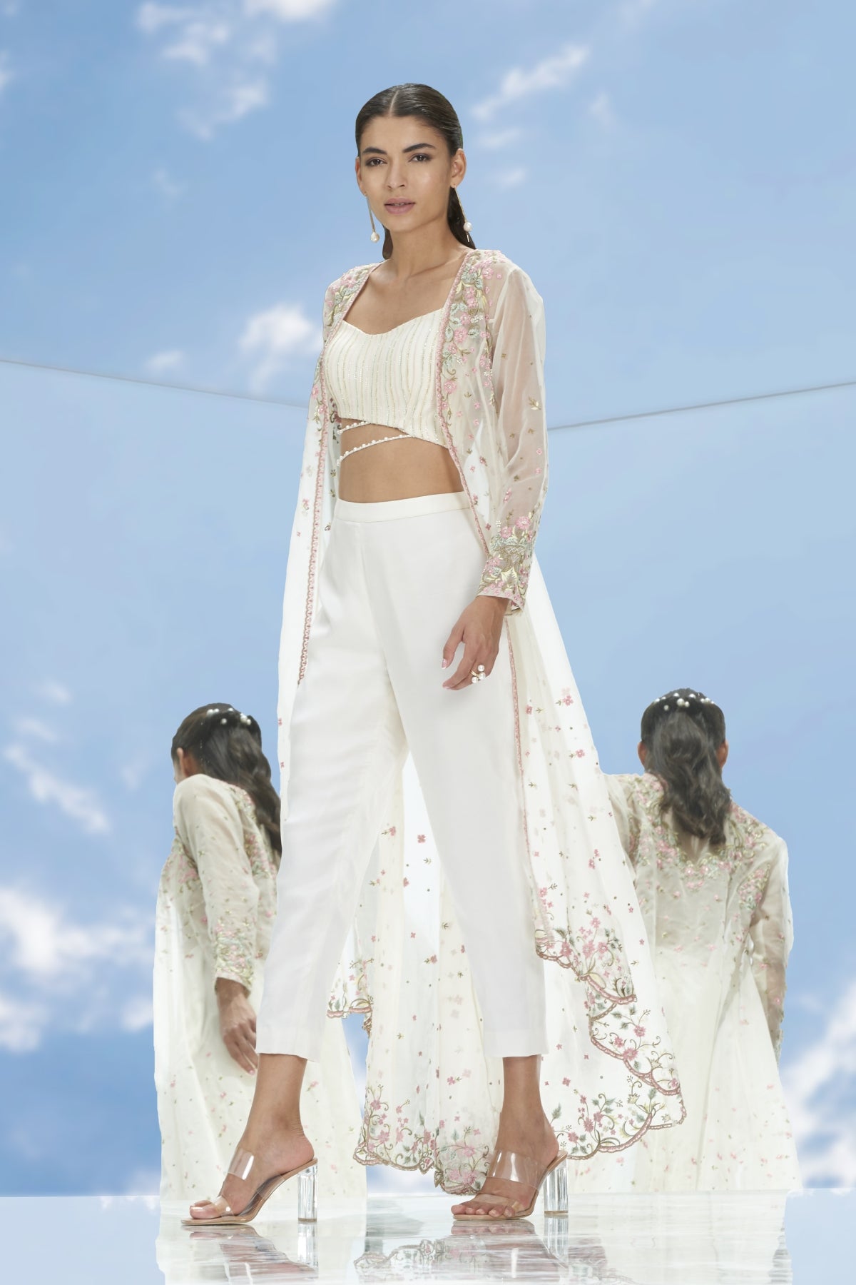 Ivory Sequins Work Jacket Set