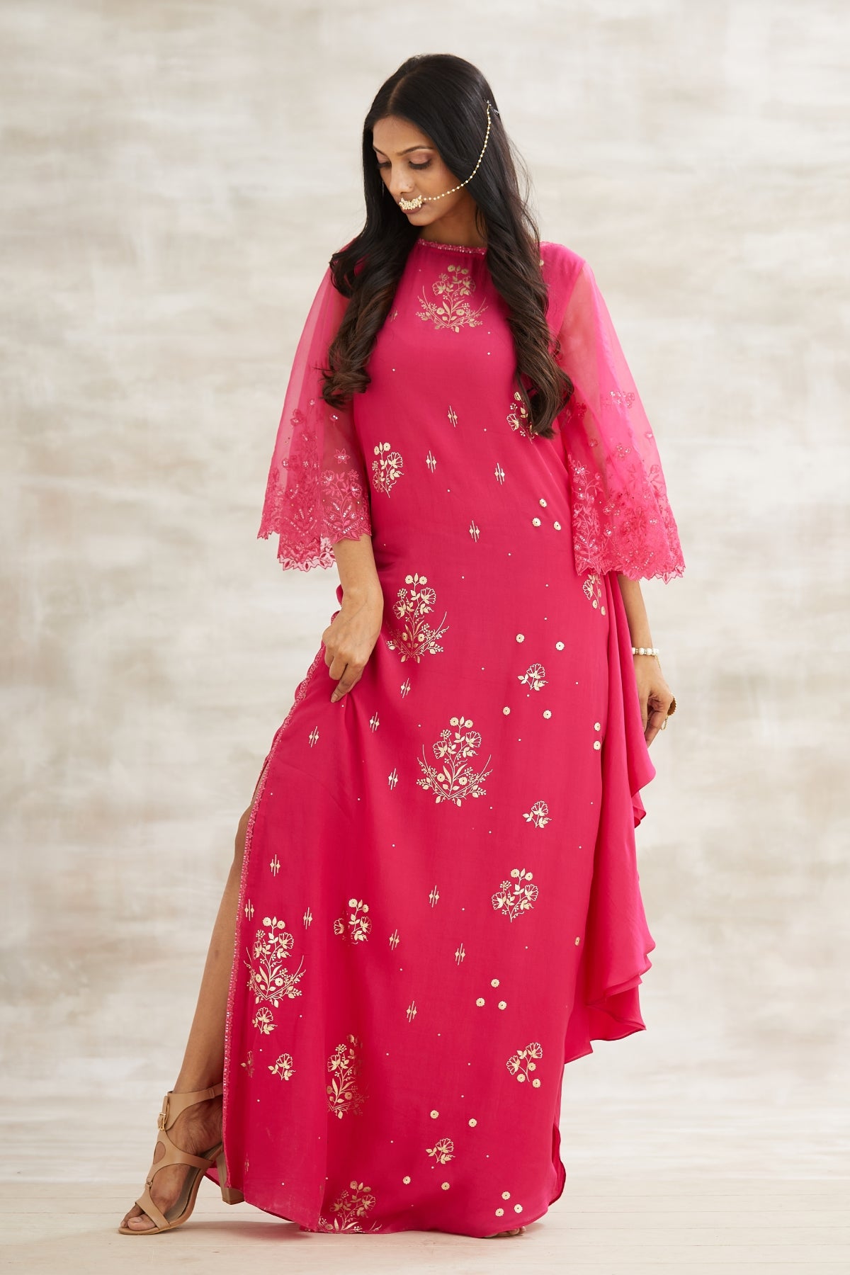 Pink Embroidered Dress Gown