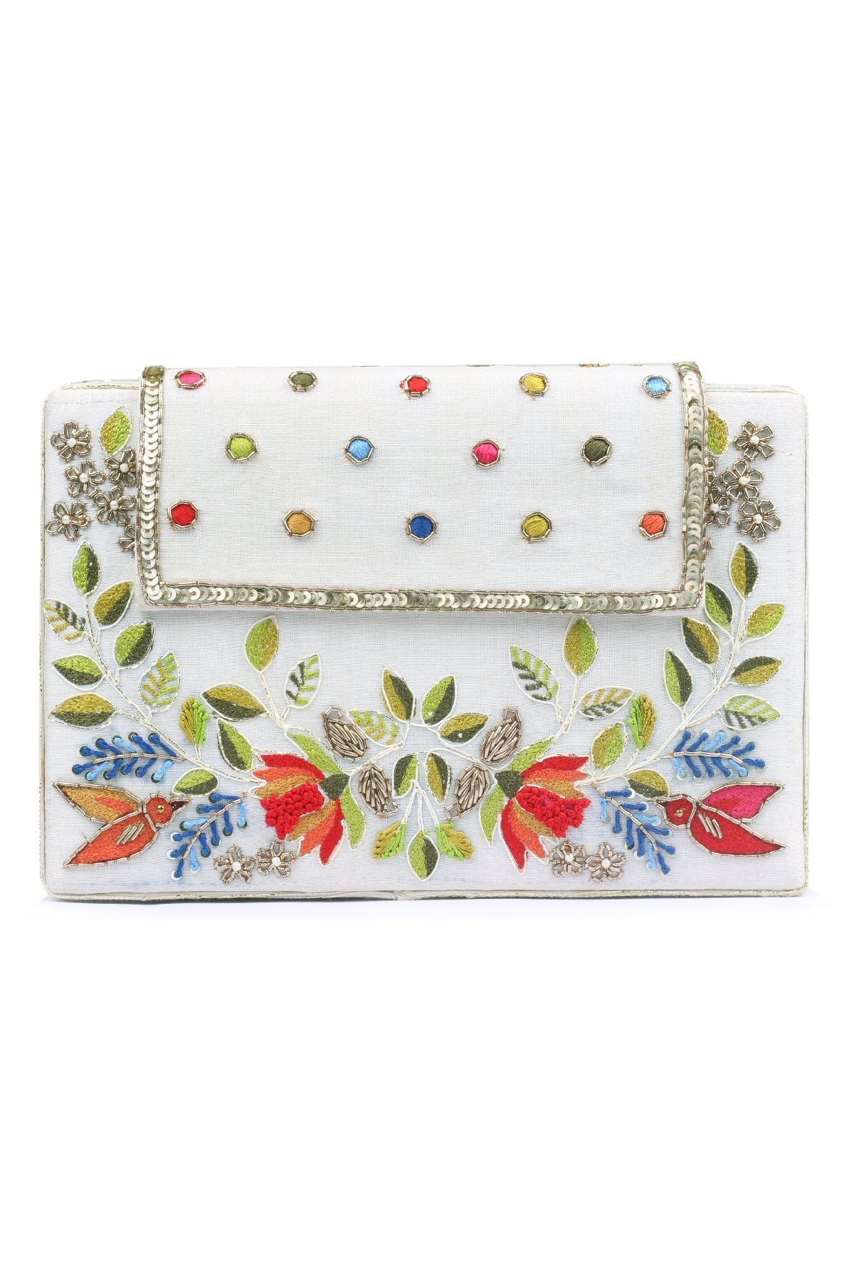 Floral Embroidery Clutch