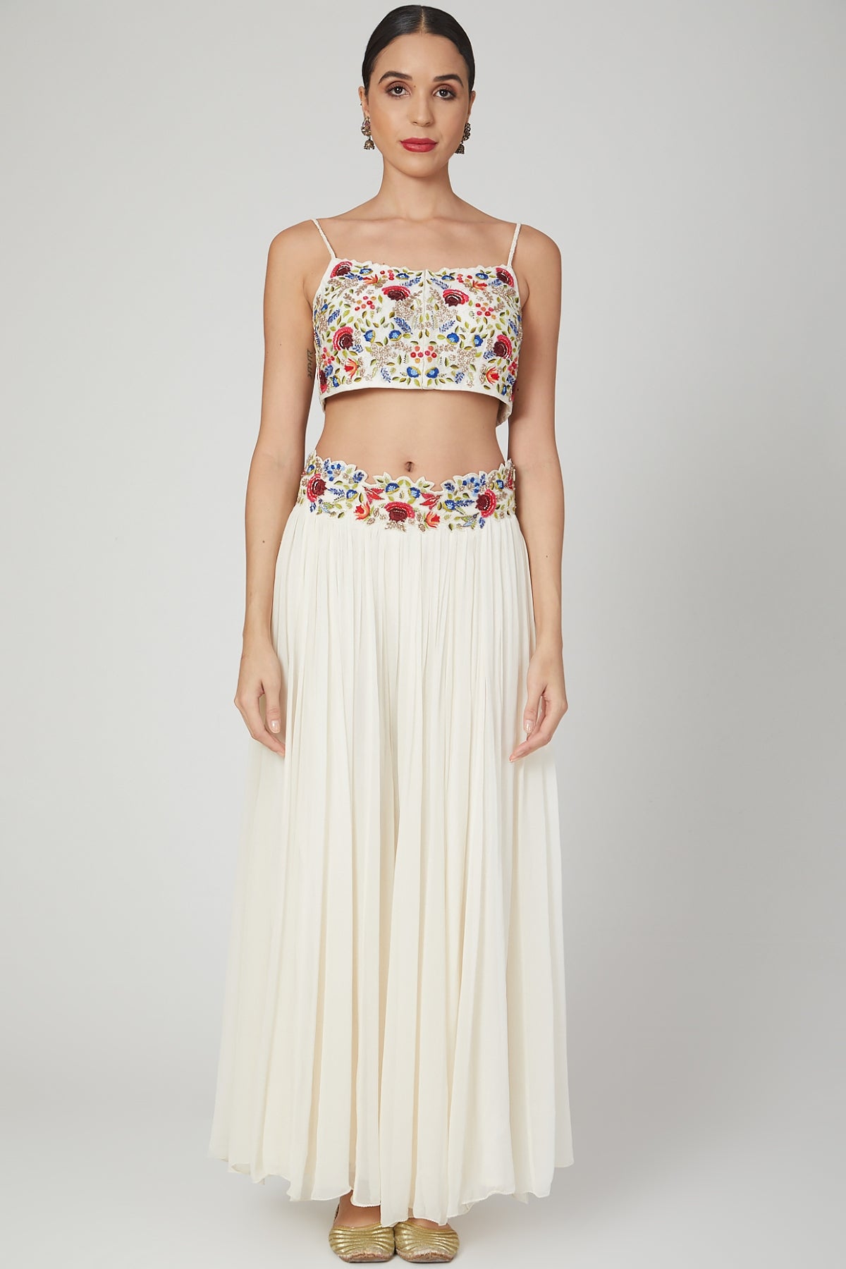 Ivory Zardosi Work Cape Set