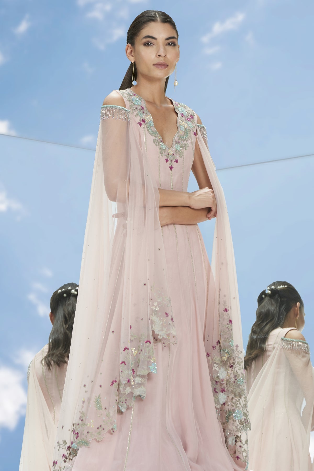 Embroidered Drape Kalidar Set