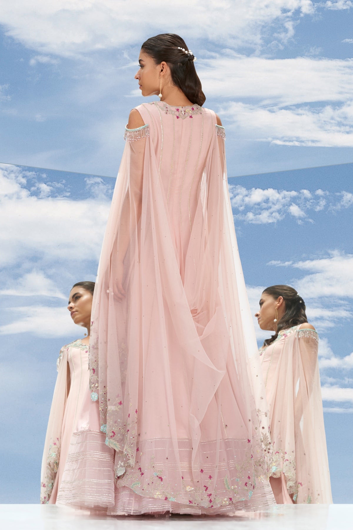 Embroidered Drape Kalidar Set