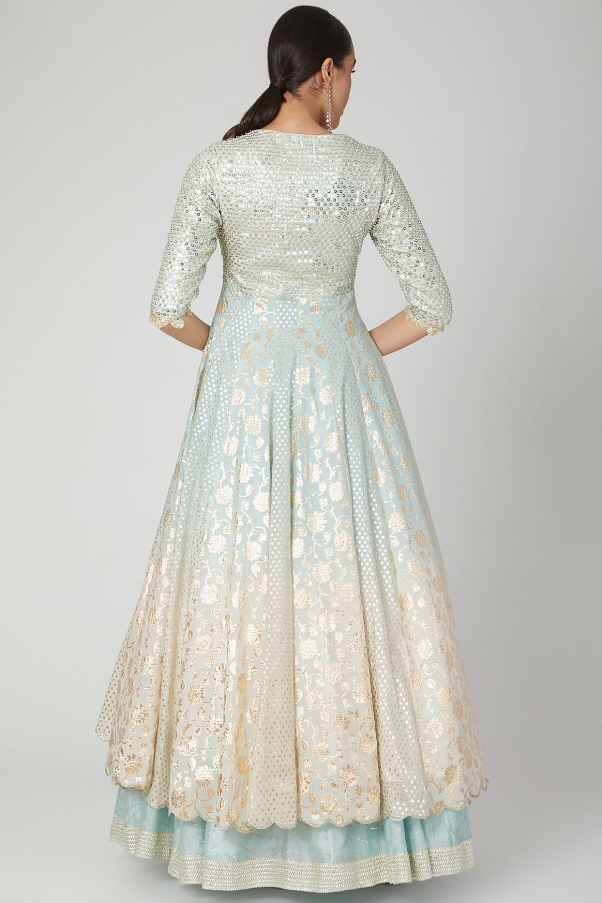 Blue Asymmetrical Lehenga Set