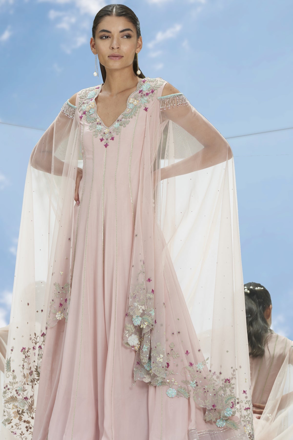 Embroidered Drape Kalidar Set