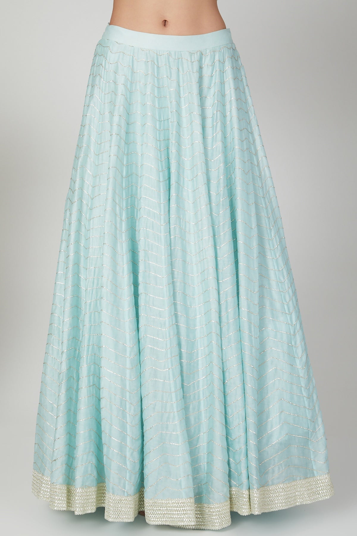 Blue Asymmetrical Lehenga Set