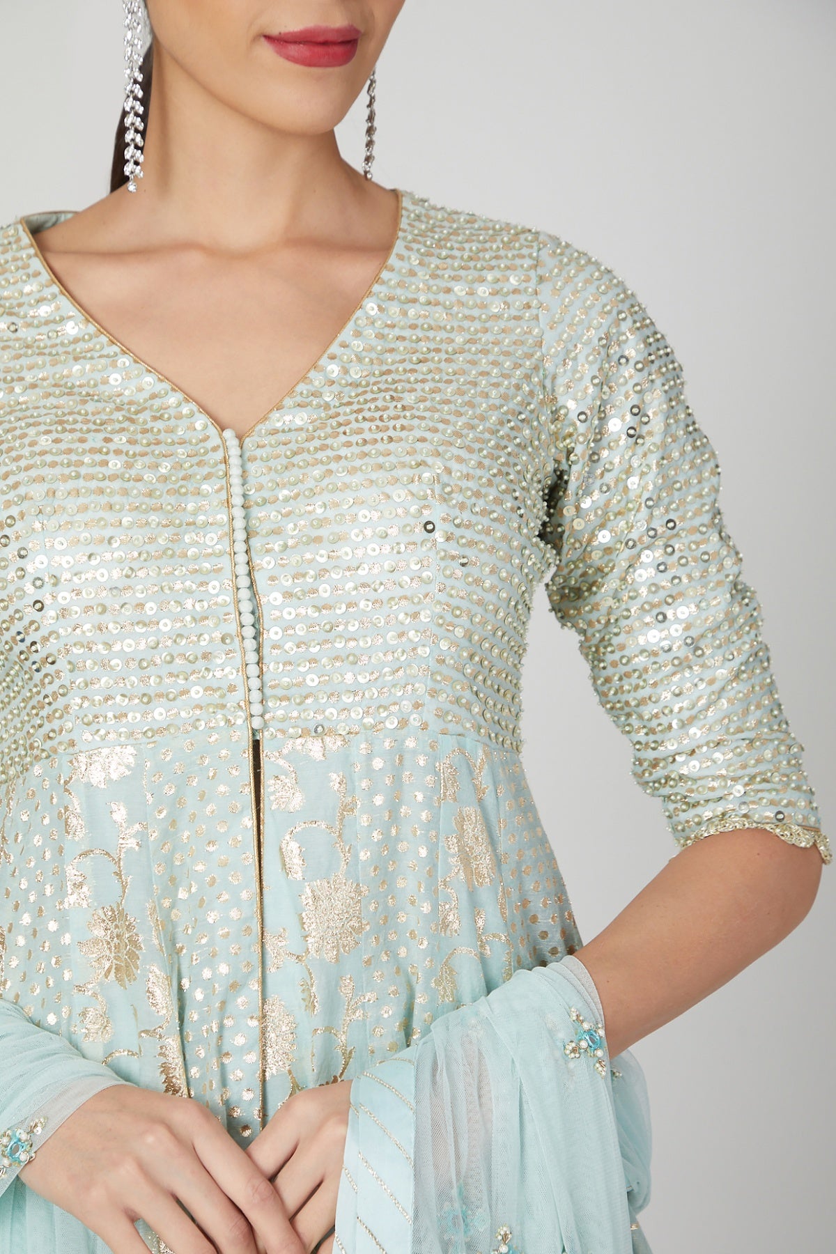 Blue Asymmetrical Lehenga Set