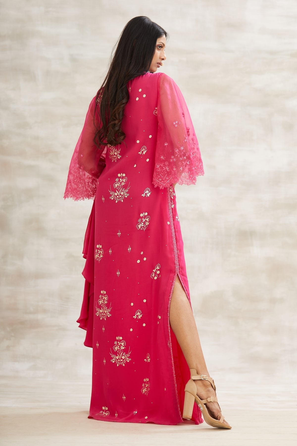Pink Embroidered Dress Gown