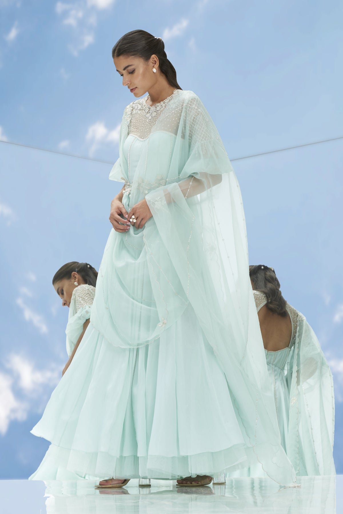 Embroidered Chiffon Kalidar Set