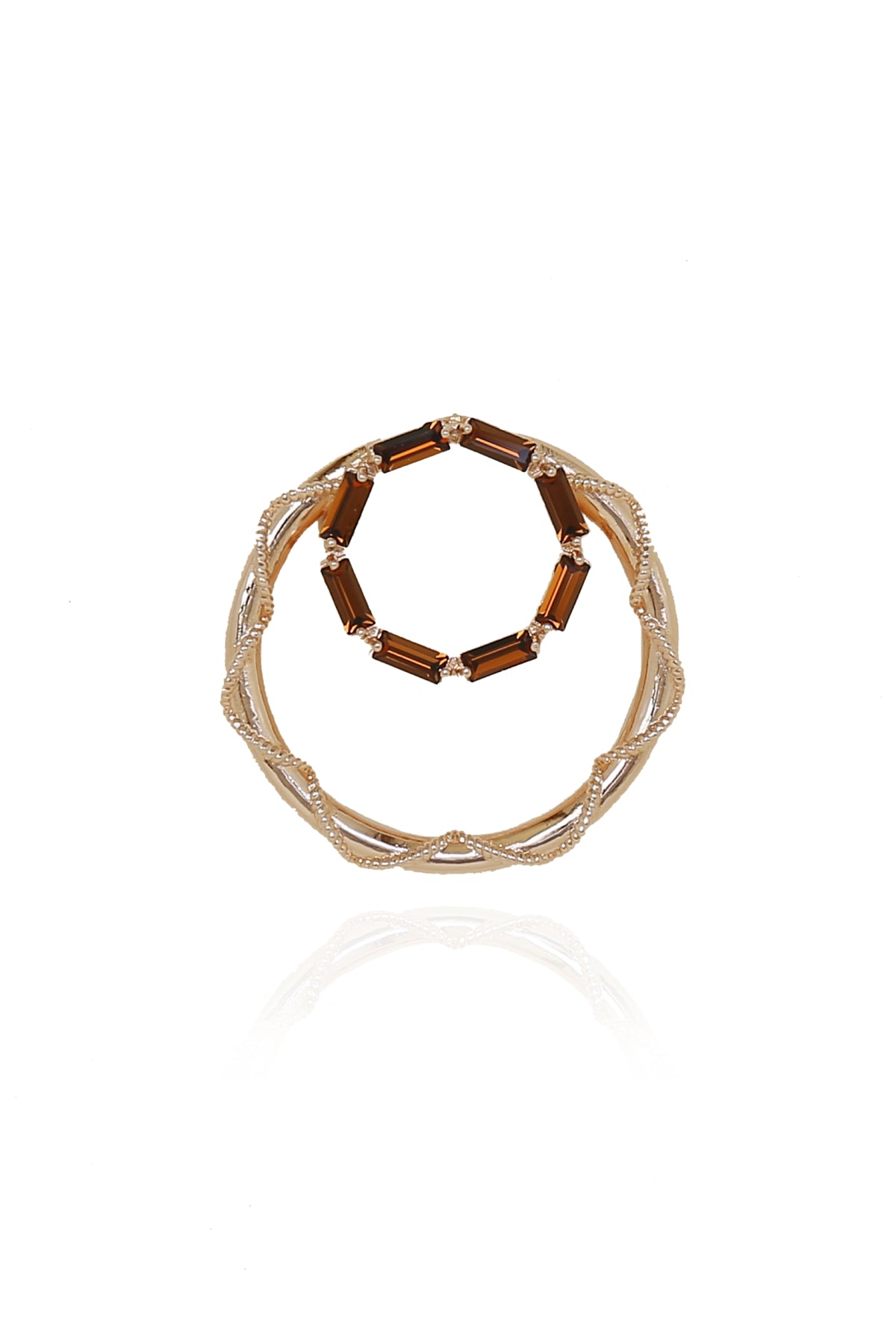 Brown Swarovski Two Round Hoops