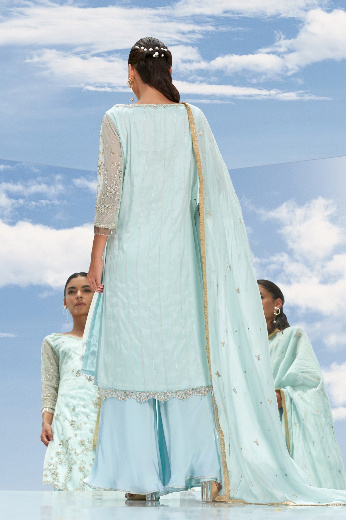 Mint Beads Embroidered Kurta Set