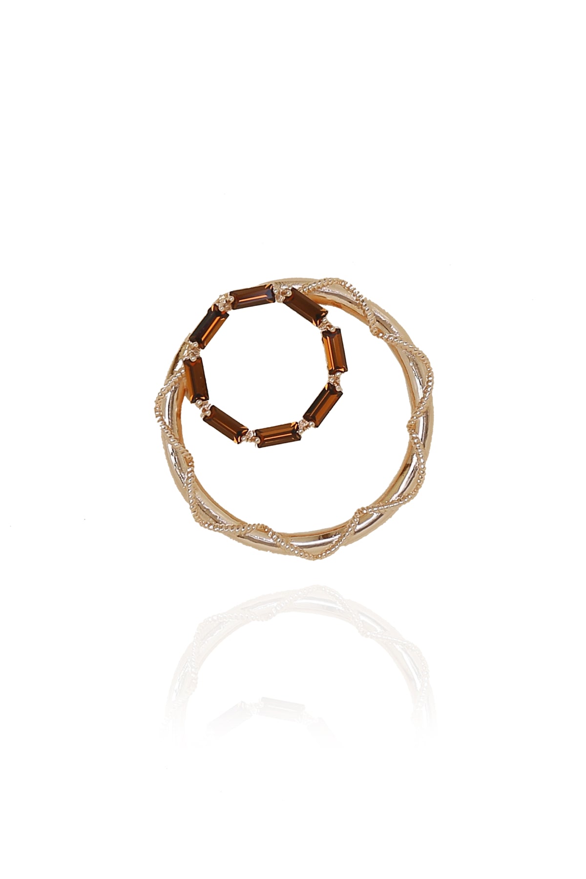 Brown Swarovski Two Round Hoops